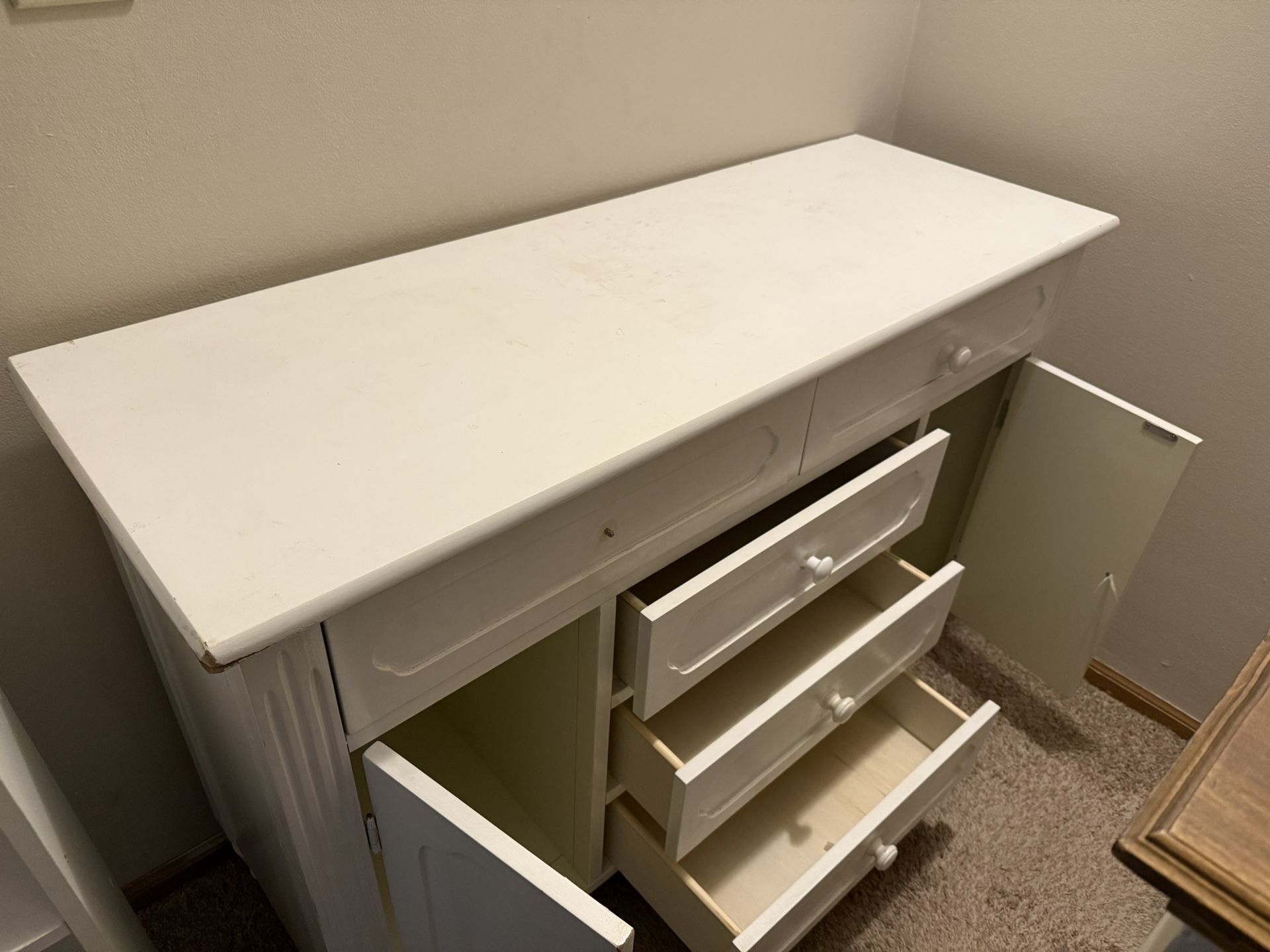 All White Wooden Antique Dresser