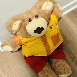 Vintage Furskins Bear w/ Outfit 1984 Limited Ed. 80s Soft 20” Pillow Plush #F4  Please note that the yellow jacket is Teddy Ruxpin