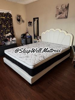 New Queen bed frame with mattress