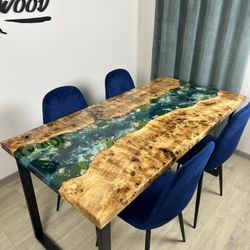 Modern Epoxy River Dining Table 59x29" H31"
