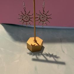 Silver Tone Spiral Sun Earrings