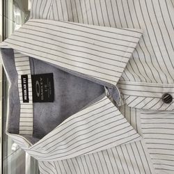Classy Mens Oakley White/Black Striped Dress Shirt