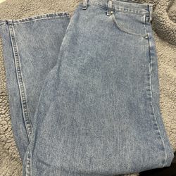 Wrangler Mens Jeans 48x32 Light Wash Denim Relaxed Fit Classic