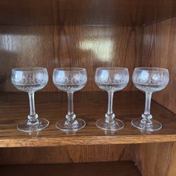 4 Etched Barware Glasses 