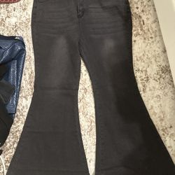 Black Flare Jeans High waisted Stretchy 