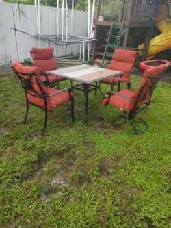 5-Piece Patio Dining Set with Tile Top Table