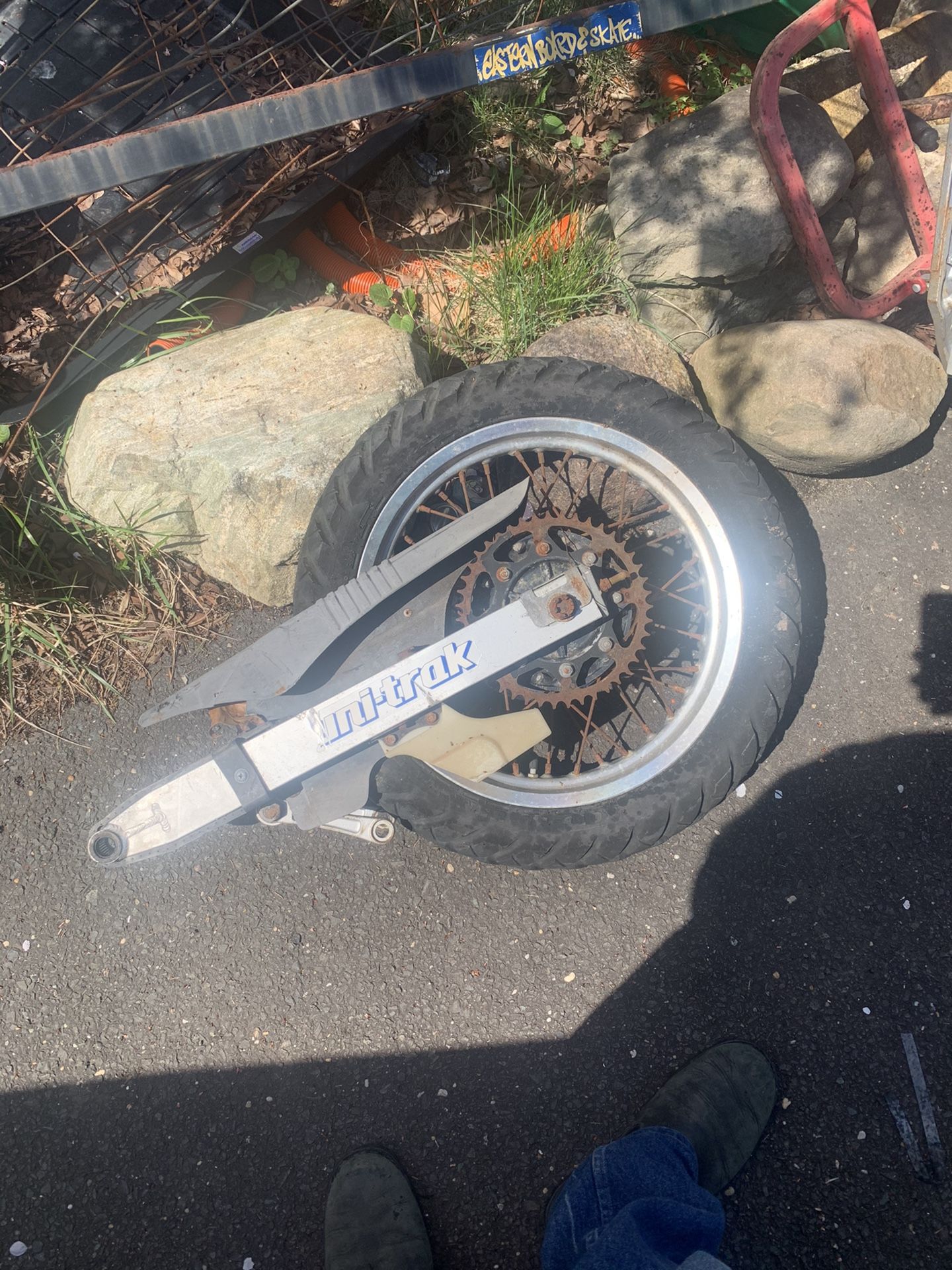 Dirt Bike Swing Arm Assembly with Wheel Kawasaki