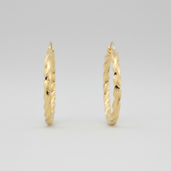 14K Yellow Gold Twisted Hoop Earrings