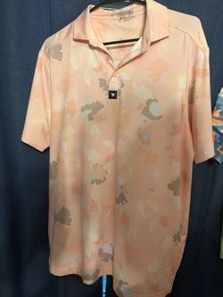 Bad Birdie Men's Coral Floral Polo Medium