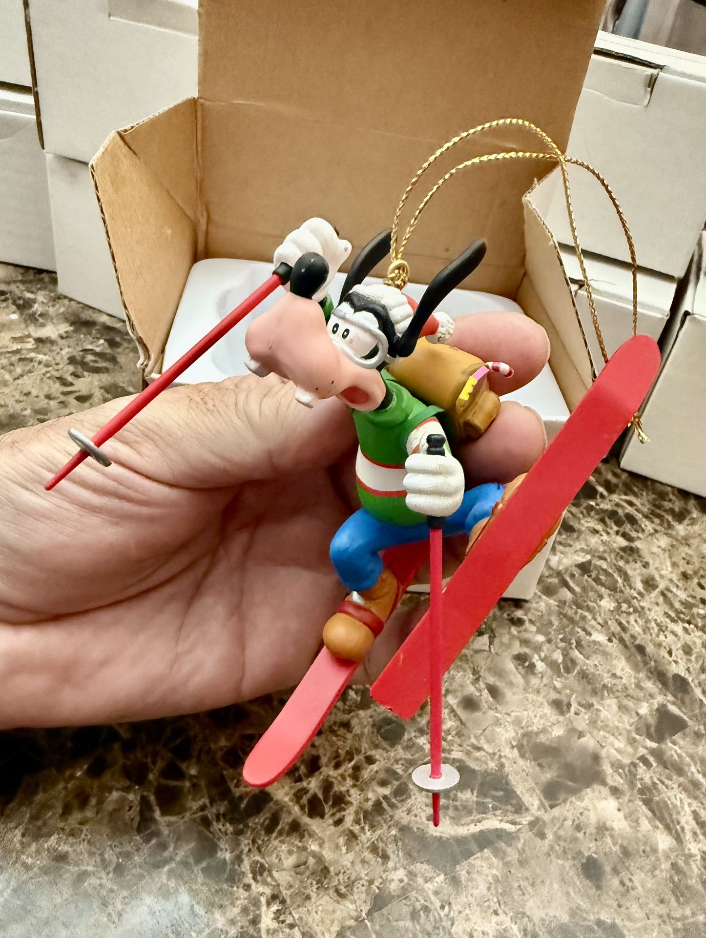 Vintage Disney Grolier GOOFY Ski Skiing Christmas Magic Ornament 1990's with Box