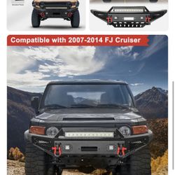 Fit 07-14 Toyota FJ Cruiser Front Bumper w/Winch Plate &LED light&D-rings