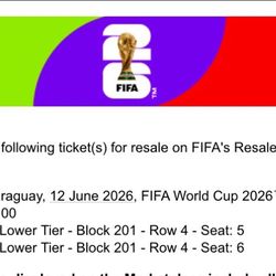 Cat 1 Tickets: FIFA World Cup 2026 US Opening Ceremony And Game M4: USA vs Paraguay 