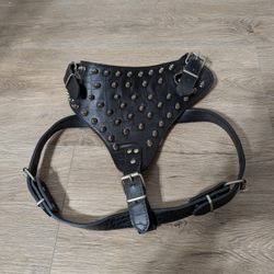 Pet Anti-bite Collar Harness Red Adjustable Rivet Leather Studded Spiked Bulldog Dog

