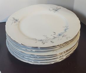 Royal Karlsbad Blue Fantasy Scalloped Edge, 8 Dinner Plates, 8 Bread Plates, Platter