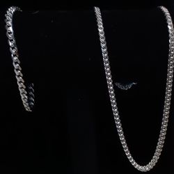 Solid sterling silver Miami Cuban link chain set 7mm bracelet and 5mm necklace 