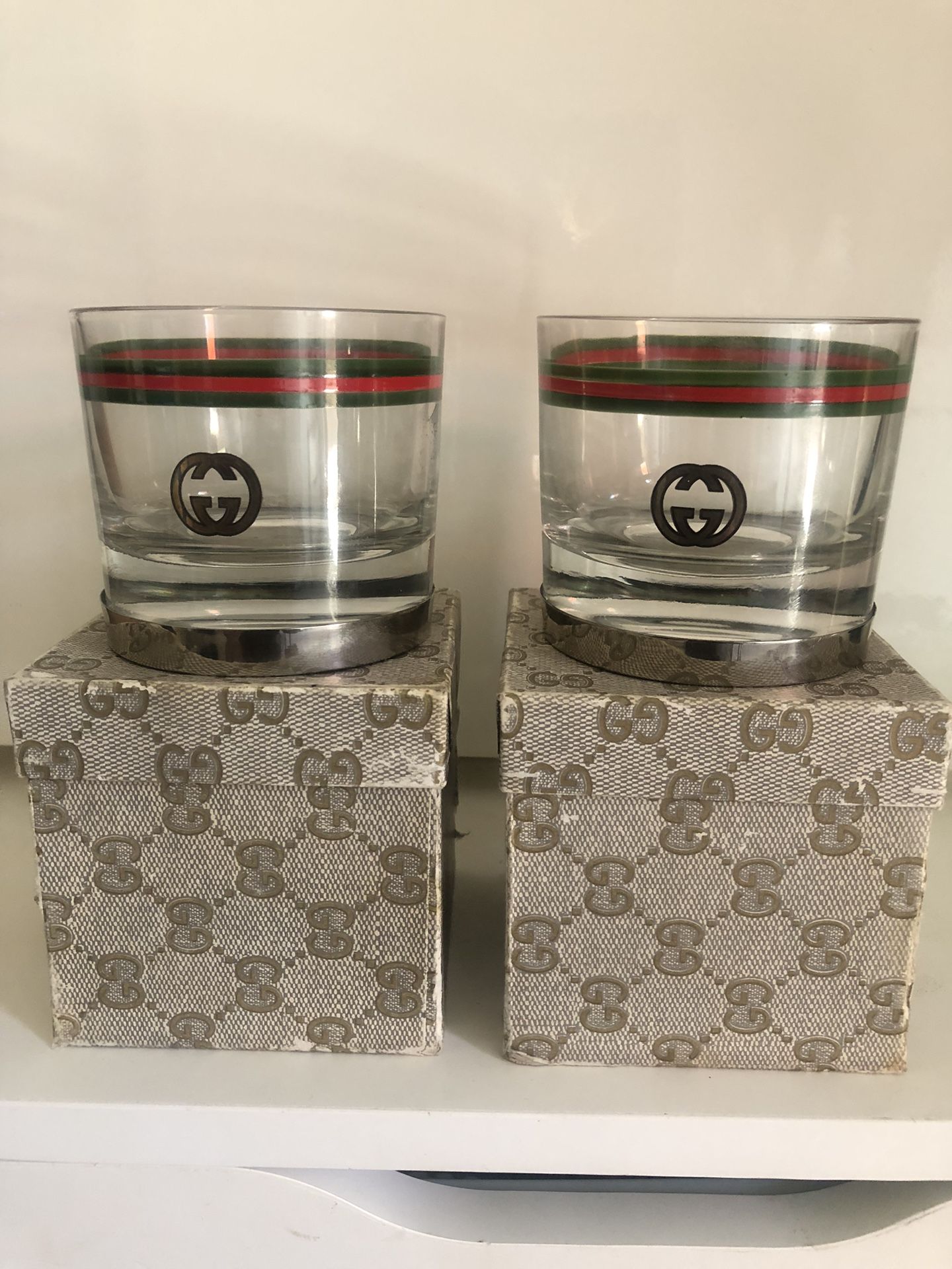 Pair Of Authentic Rare Vintage Gucci Cocktail Glasses
