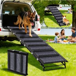 #3034N-Dog Ramp for Car, SUV & Truck - Portable Pet Ramp Steps with Anti-Slip Ladder Non-Slip Surface, Extra Wide Steps for Large Dog Up to 250LBS, 55
