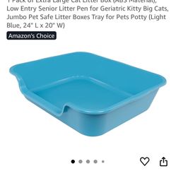 Pack of Extra Large Cat Litter Box (ABS Material), Low Entry Senior Litter Pen for Geriatric Kitty Big Cats, Jumbo Pet Safe Litter Boxes Tray for Pets