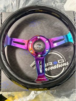 NRG INNOVATION NEOCHROME RACING STEERING WHEEL, BRAND NEW IN THE BOX
