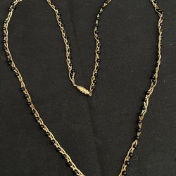 30 In shiny gold links with circular black beads Necklace