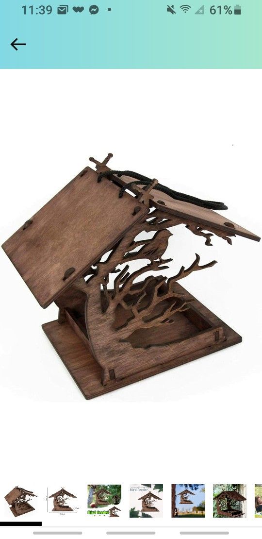 Hanging Bird Table 1pc Garden Feeding Station Bird Feeder Wooden Bird House Bird House Outdoor Garden Decoration