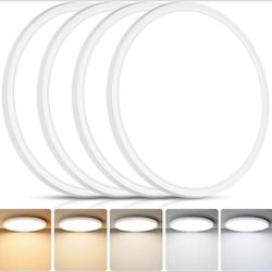 Brightever 4Pack LED Flush Mount Ceiling Light Fixture, 12 Inch 24W, Super Slim 0.67 Inch, 3200LM, Dimmable & 2700K-6500K 5 Color Selectable LED Ceili