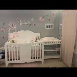 Girl Crib & Mattress For Sale ($150) & Changing Table ($50)