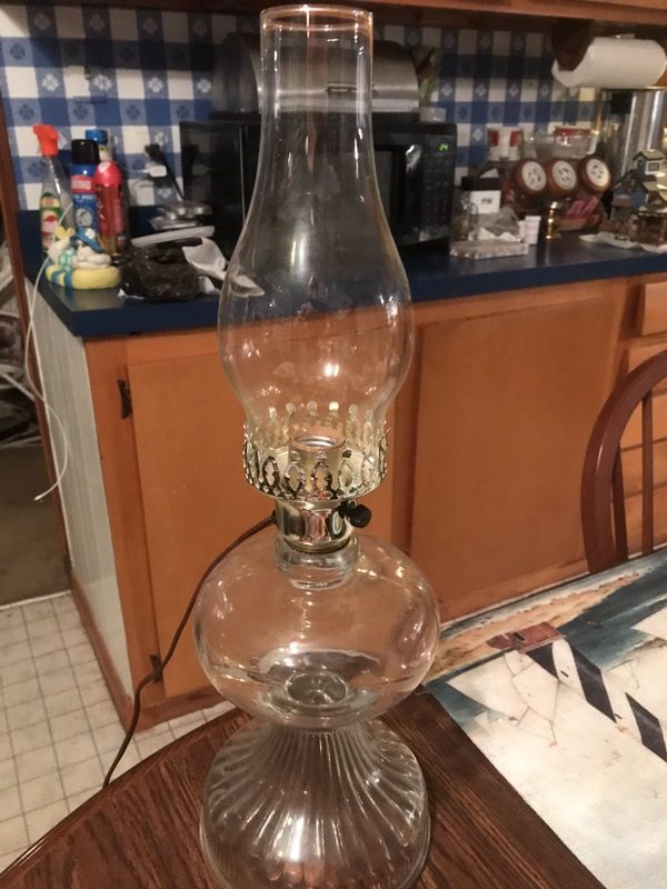 Vintage oil lamp converted to electric