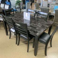 6-Piece Faux Marble Dining Table Set $10 down