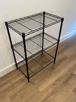 Small 3-Tier Wire Storage Shelf – Black Metal Rack