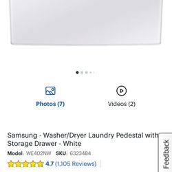 samsung washer/dryer pedestal