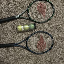 2 Tennis Rackets And Tennis Balls
