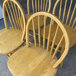 4 Solid Wood Swivel Chairs 