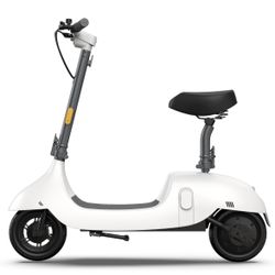 OKAI EA10 Electric Scooter with Seat | Adult Retro Style Moped | Removable Battery | Up to 25 Mile Range & 15.5 MPH | 750W Peak Power | 10" Vacuum Tir