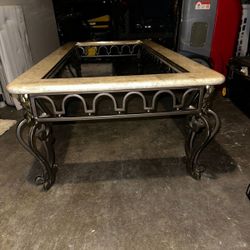 Real Stone Table With Glass Middle 