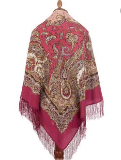 shawl, headscarf, scarf made in Russia "Pavlovoposadskaya manufactura"