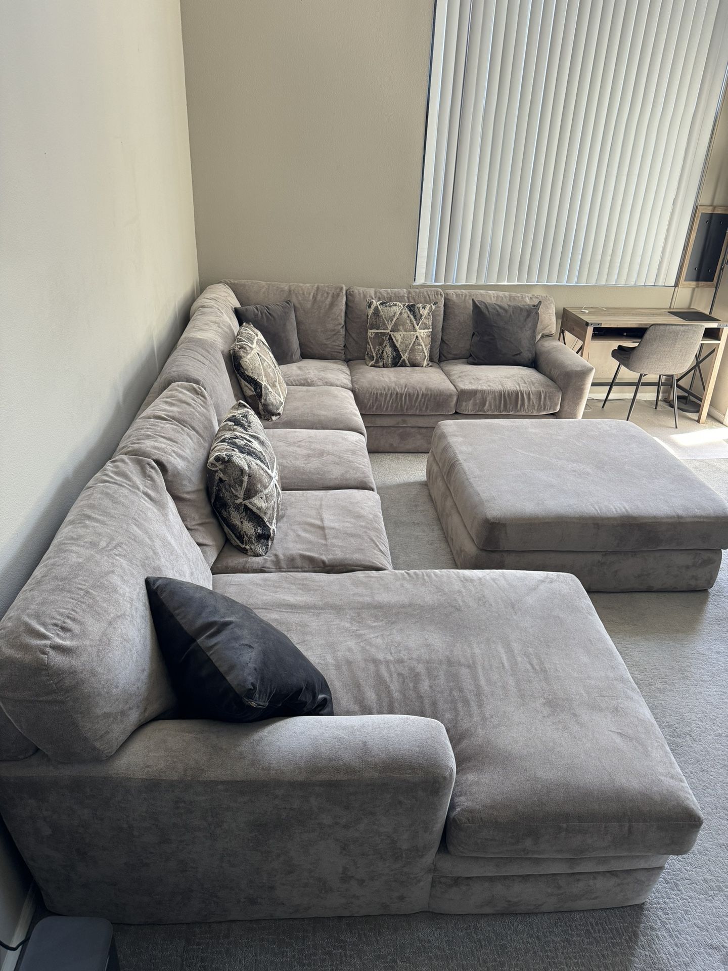 Gray Sectional Couch & Ottoman