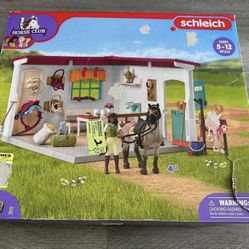 NEW Schleich Horse Club - 85 PC Tack Room Stable Extension Toy Playset with Rider Action Figure, Horse Figurine and Accessories for Girls and Boys - I