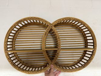 Rattan Double Circle Wall Shelf