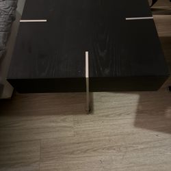 Black Wooden Modern Side Table Metal Legs 