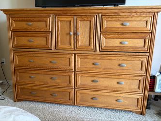King headboard and frame, box springs, mattress and matching dresser