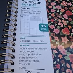 2025 Blue Sky Large 9" x 11" Weekly & Monthly Planner, Plastic Cover, Multicolor
