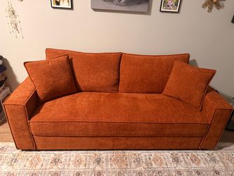 Burnt Orange Fabric Sofa 79.5”