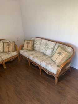 Rattan Sofa and Chair Set with Cushions