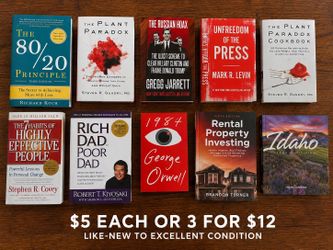 Bestselling Books (like new) – $5 each or 3 for $12