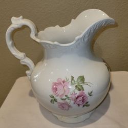  Vintage Ceramic Water Pitcher with Flowers