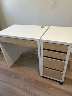Desk and file cabinet set IKEA