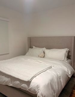 Restoration Hardware king size Fabric Lawson Shelter Bed