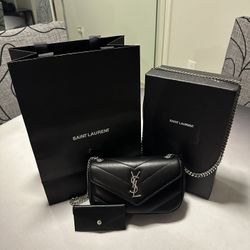 YSL LOULOU MINI IN LAMBSKIN, Opyum YSL Logo-Heel Sandals with Black Hardware Women size 8 prom ready