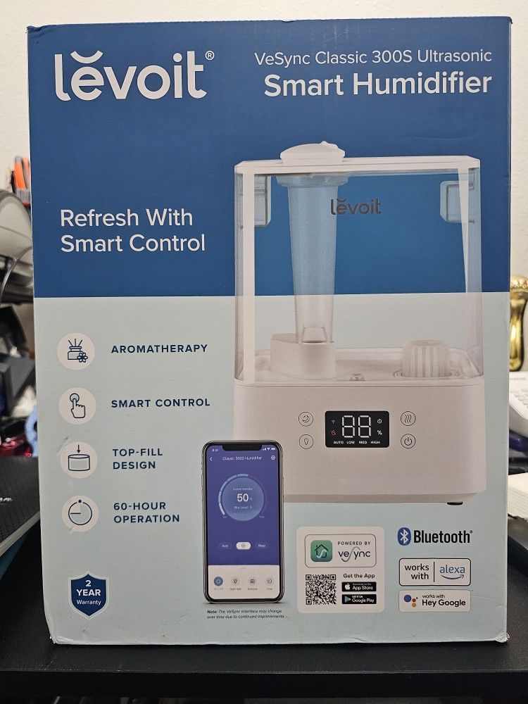 Levoit -VeSync Classic 300S 1.58 gallon Ultrasonic Smart Humidifier -White New